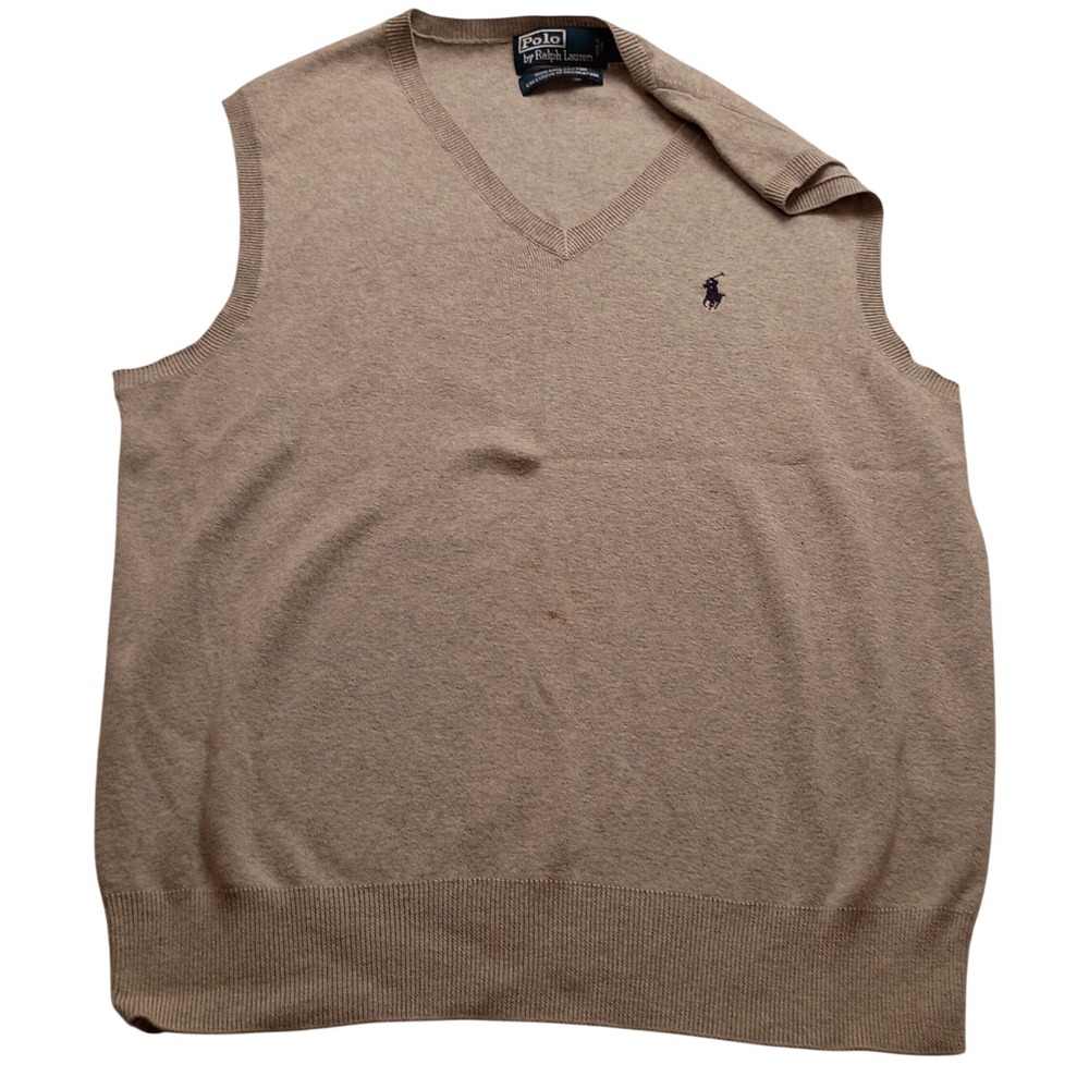 Polo Ralph Lauren Men's Small Gray Pima Cotton V-Neck Sweater Vest Pony Logo